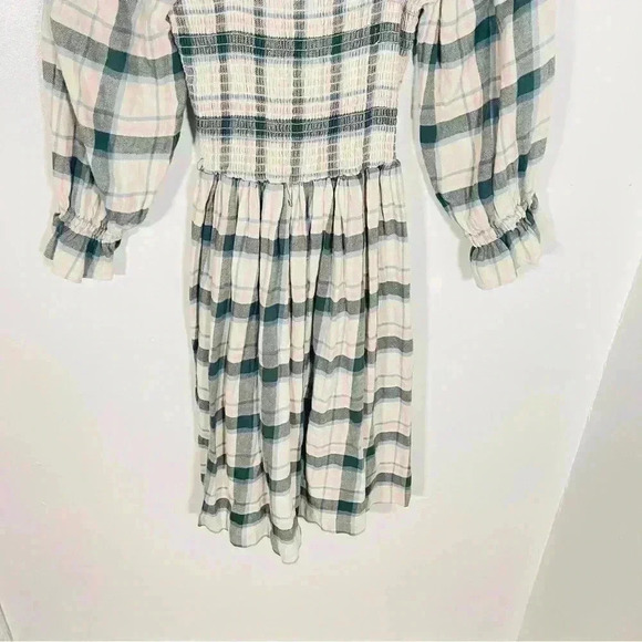 Madewell Lucie Elbow-Sleeve Smocked Mini Dress Plaid Size XS - Picture 10 of 11